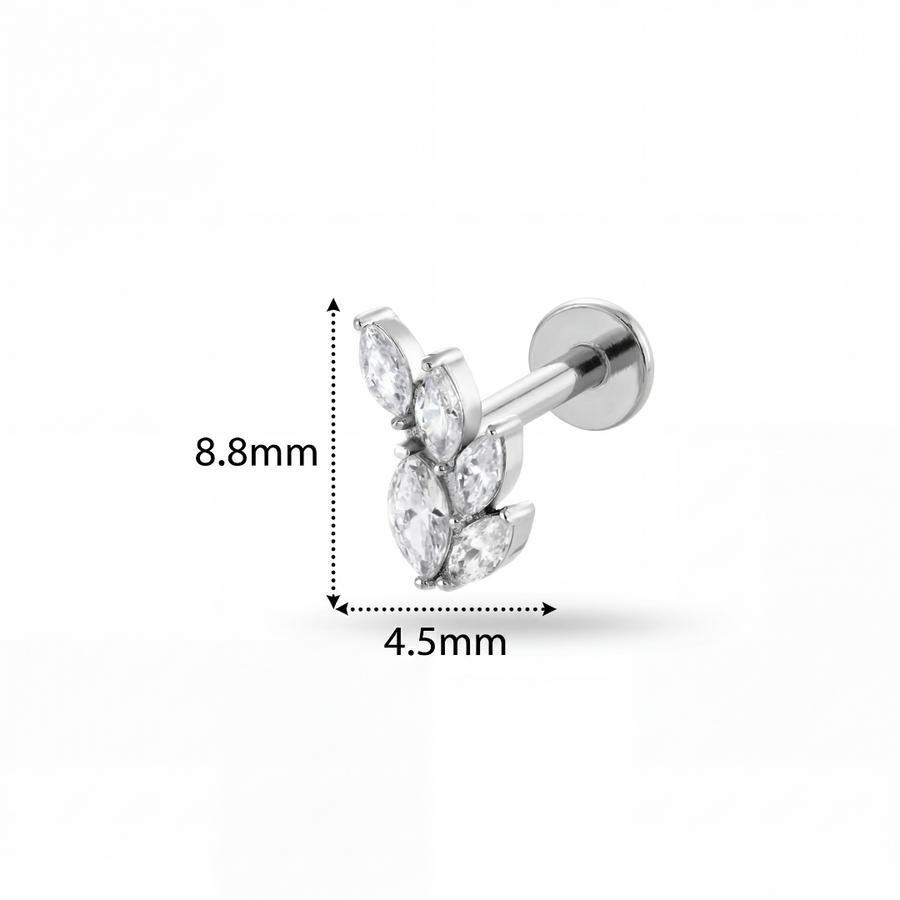 Barretta con sette petali zirconati in Acciaio Chirurgico 316L - Piercing per lobo, helix, forward helix, conch, flat, tragus