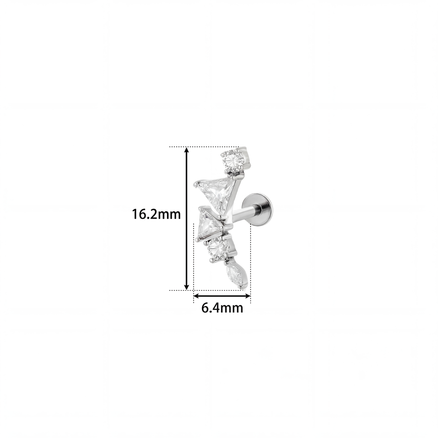 Barretta con cinque zirconi in Acciaio Chirurgico 316L - Piercing per orecchio