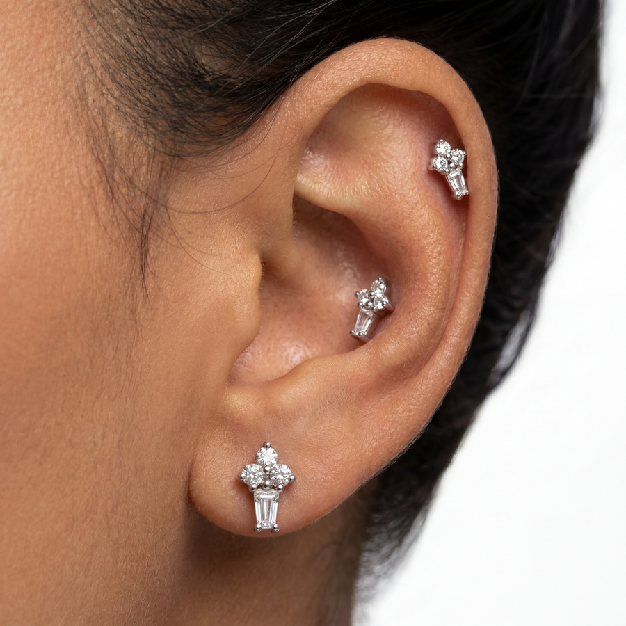 Barretta con zirconi in Acciaio Chirurgico 316L - Piercing per orecchio
