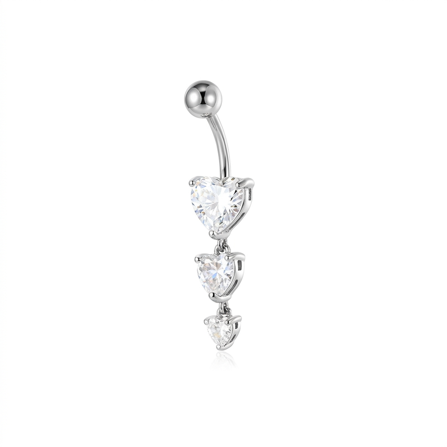Piercing con tre cuori pendenti in Acciaio Chirurgico 316L - Piercing per ombelico