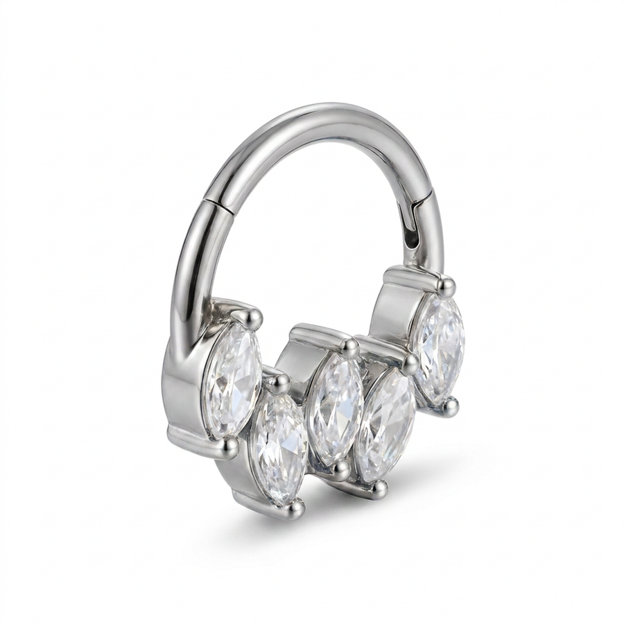 Cerchietto con cinque zirconi in Acciaio Chirurgico 316L - Piercing per orecchio / naso