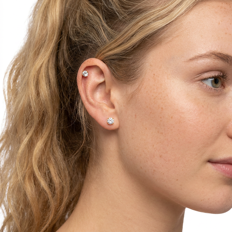 Piercing con zircone in Titanio F136 - Piercing per Lobo, helix, forward helix, conch, flat, tragus