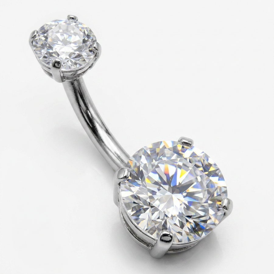 Piercing con zirconi in Titanio F136 - Piercing per ombelico
