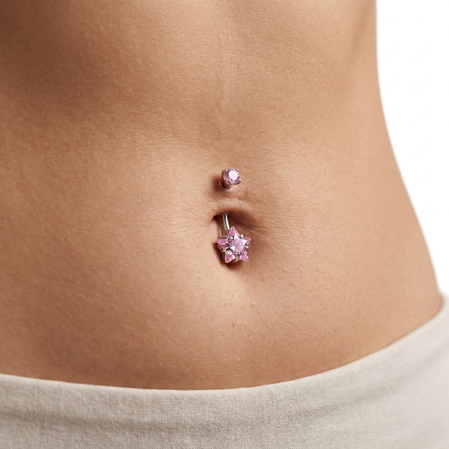 Piercing con zircone a stella in Titanio G23 - Piercing per ombelico