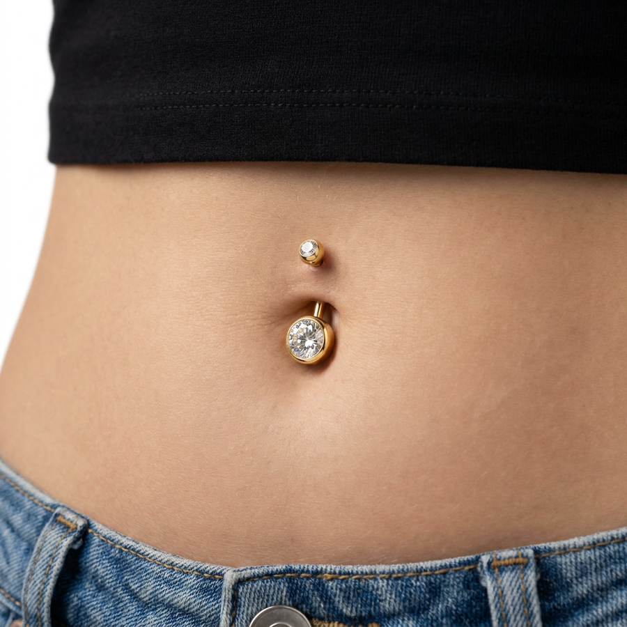 Piercing con zirconi in Titanio F136 - Piercing per ombelico