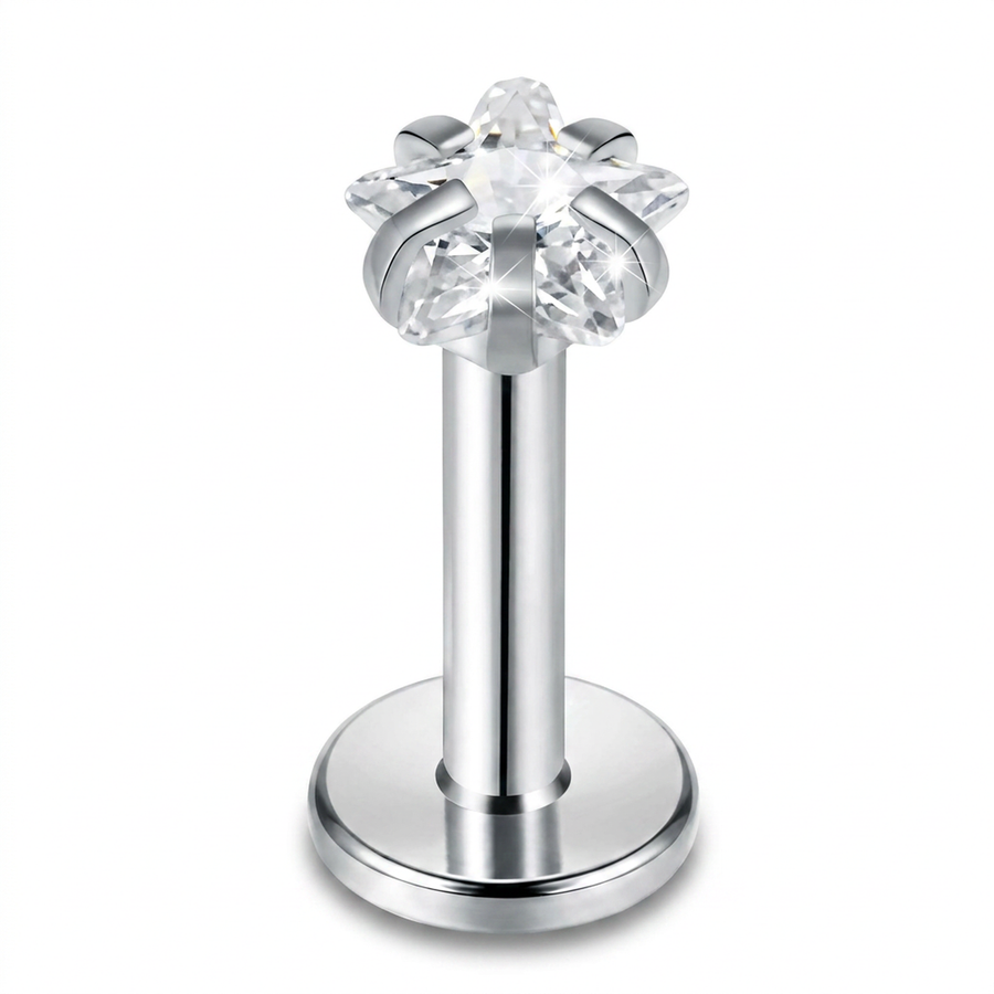 Piercing con zircone in Titanio F136 - Piercing per Lobo, helix, forward helix, conch, flat, tragus