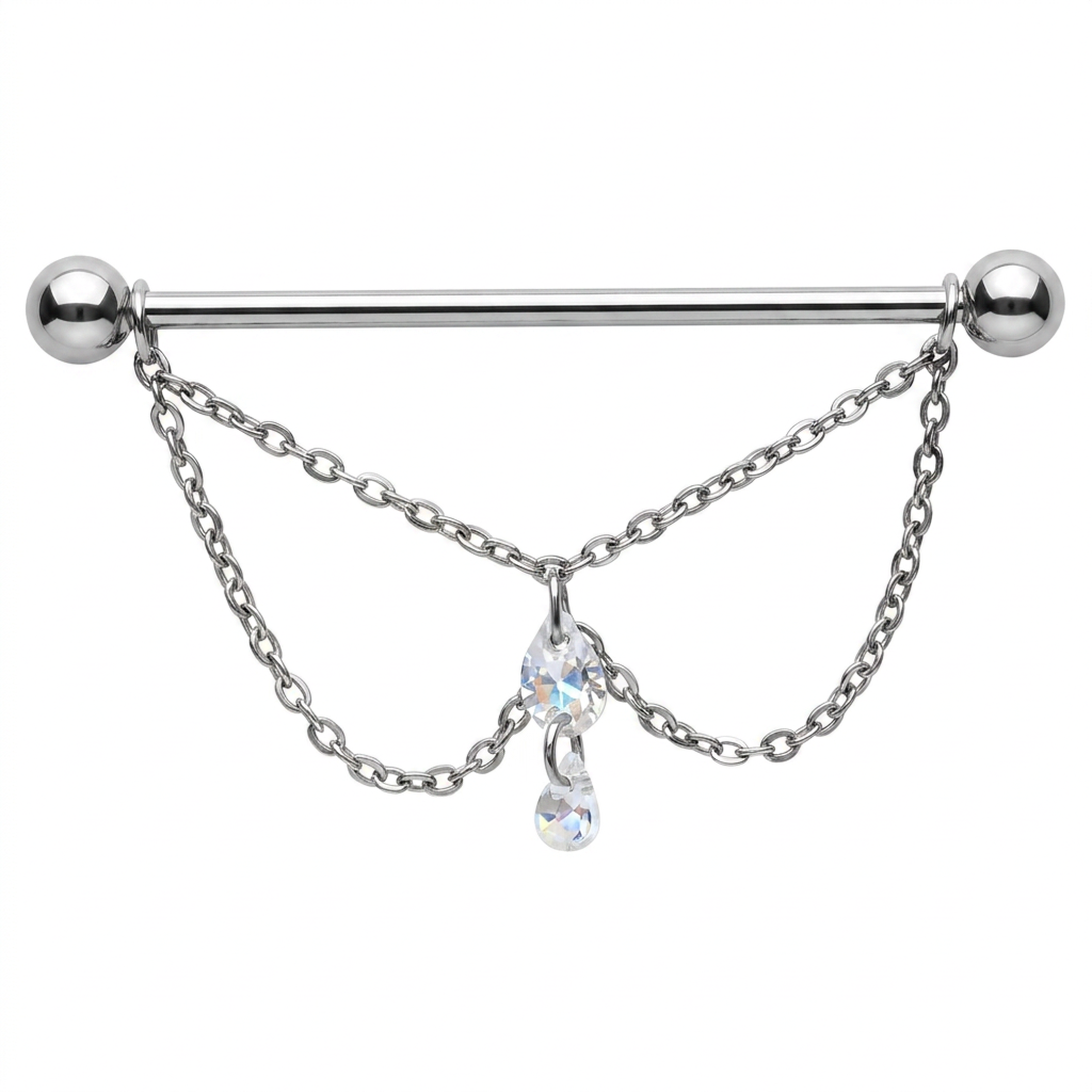Piercing con catena e pietre in Titanio G23 - Piercing per Industrial