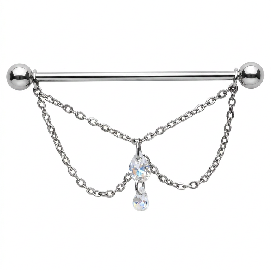 Piercing con catena e pietre in Titanio G23 - Piercing per Industrial