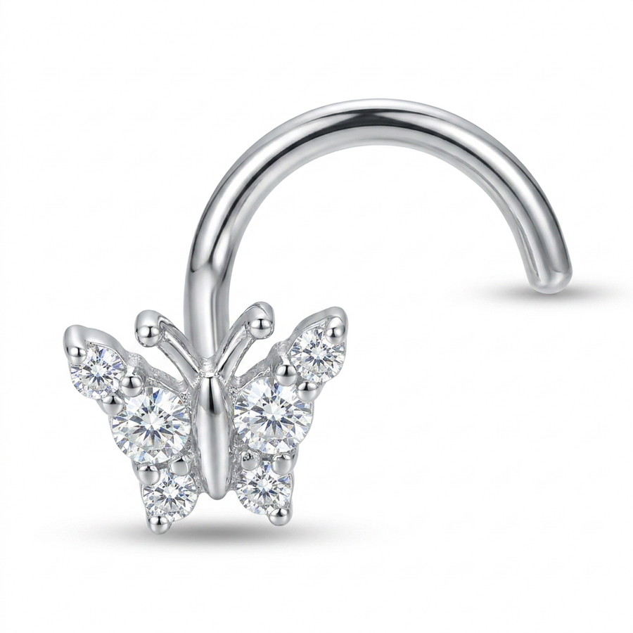 Piercing con farfallina di zirconi in Titanio G23- Piercing per naso