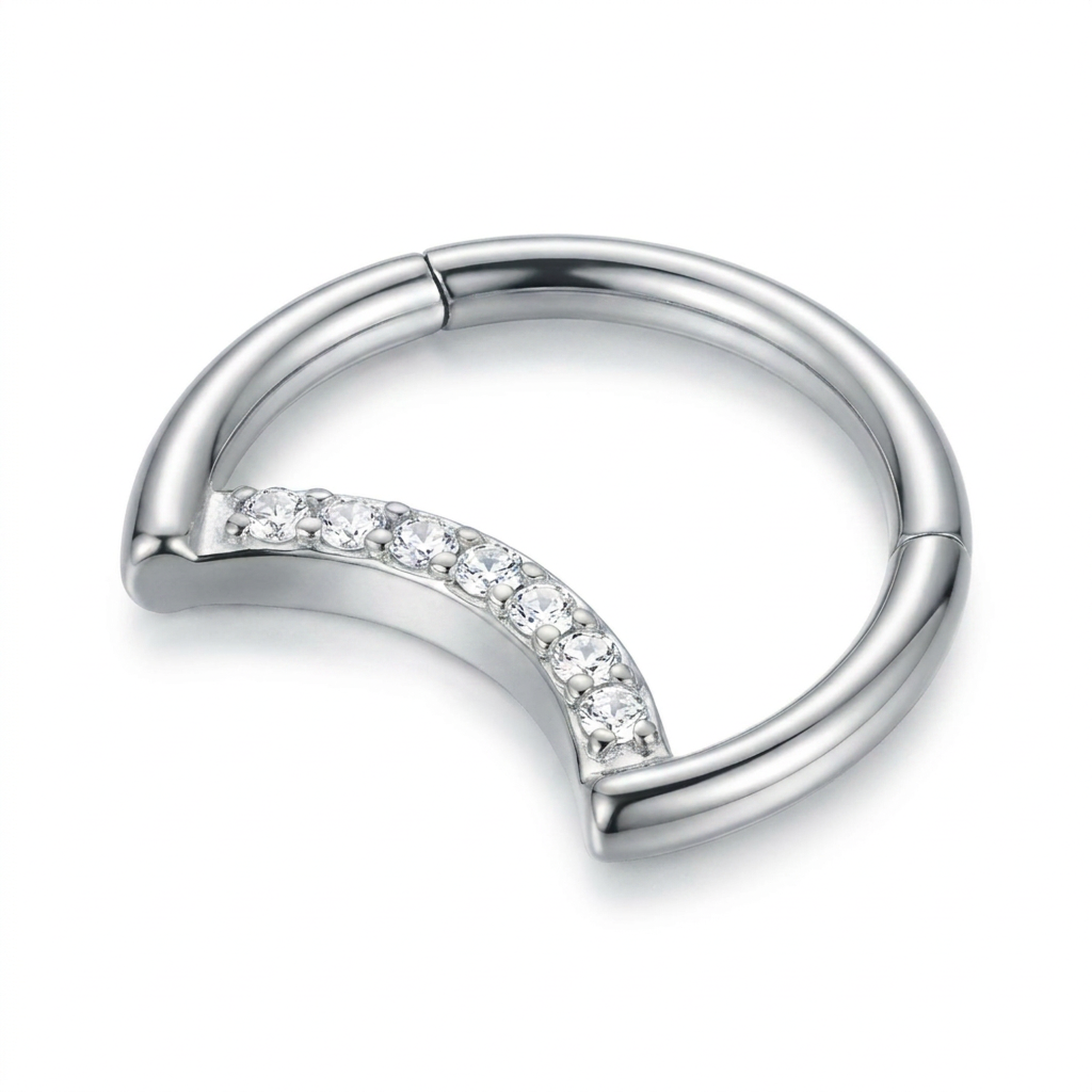 Piercing mezza luna con zirconi in Titanio G23 - Piercing per Lobo, helix, daith, septum