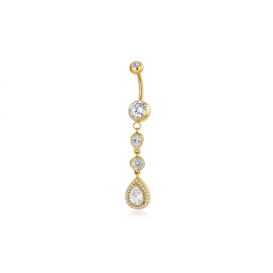 Piercing con zirconi e gocce pendenti in Acciaio Chirurgico 316L - Piercing per ombelico