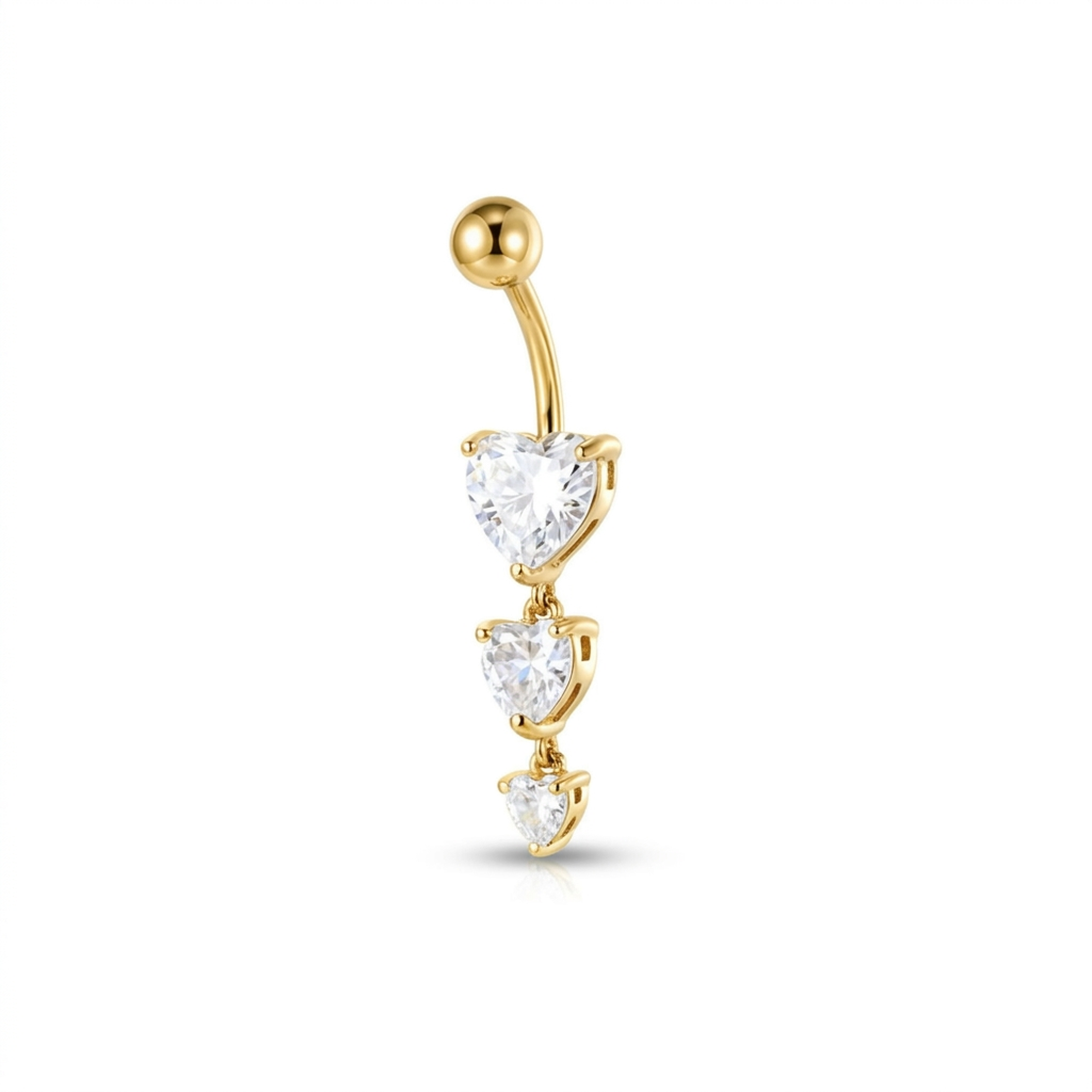 Piercing con tre cuori pendenti in Acciaio Chirurgico 316L - Piercing per ombelico