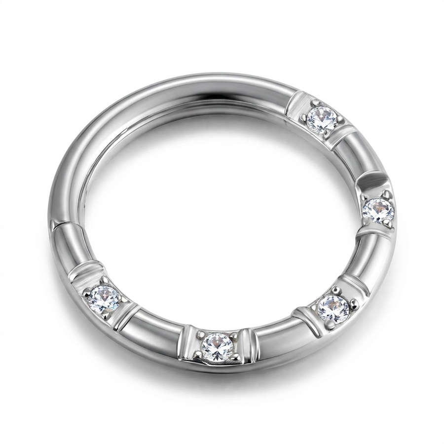 Cerchietto con zirconi in Acciaio Chirurgico 316L - Piercing per orecchio / naso