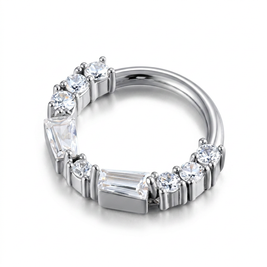 Cerchietto con zirconi in Acciaio Chirurgico 316L - Piercing per orecchio / naso