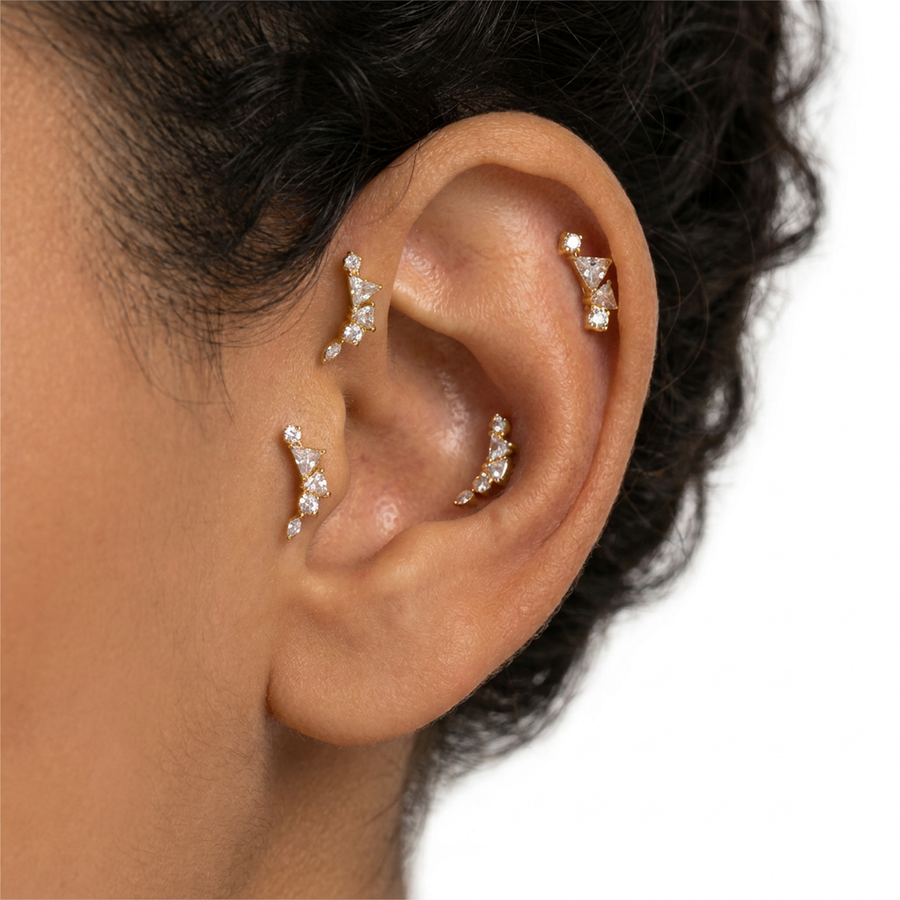 Barretta con cinque zirconi in Acciaio Chirurgico 316L - Piercing per orecchio