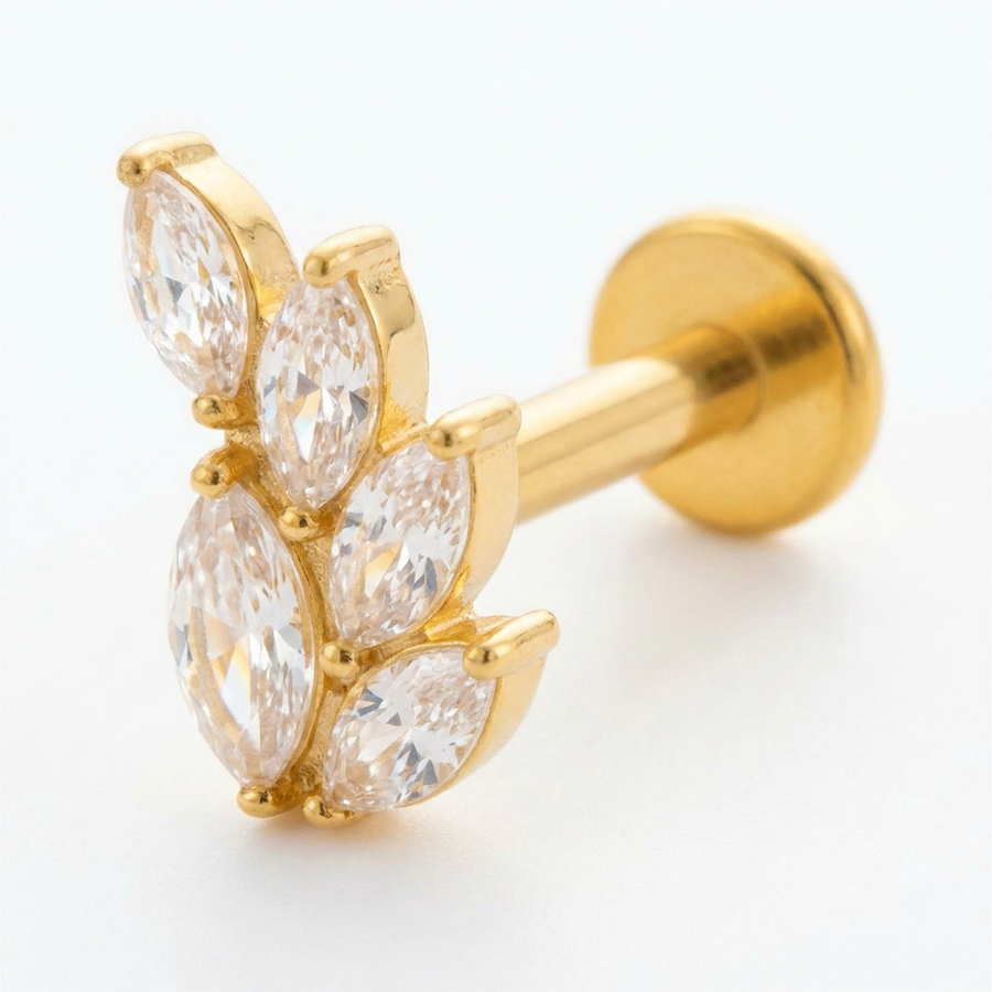 Barretta con sette petali zirconati in Acciaio Chirurgico 316L - Piercing per orecchio