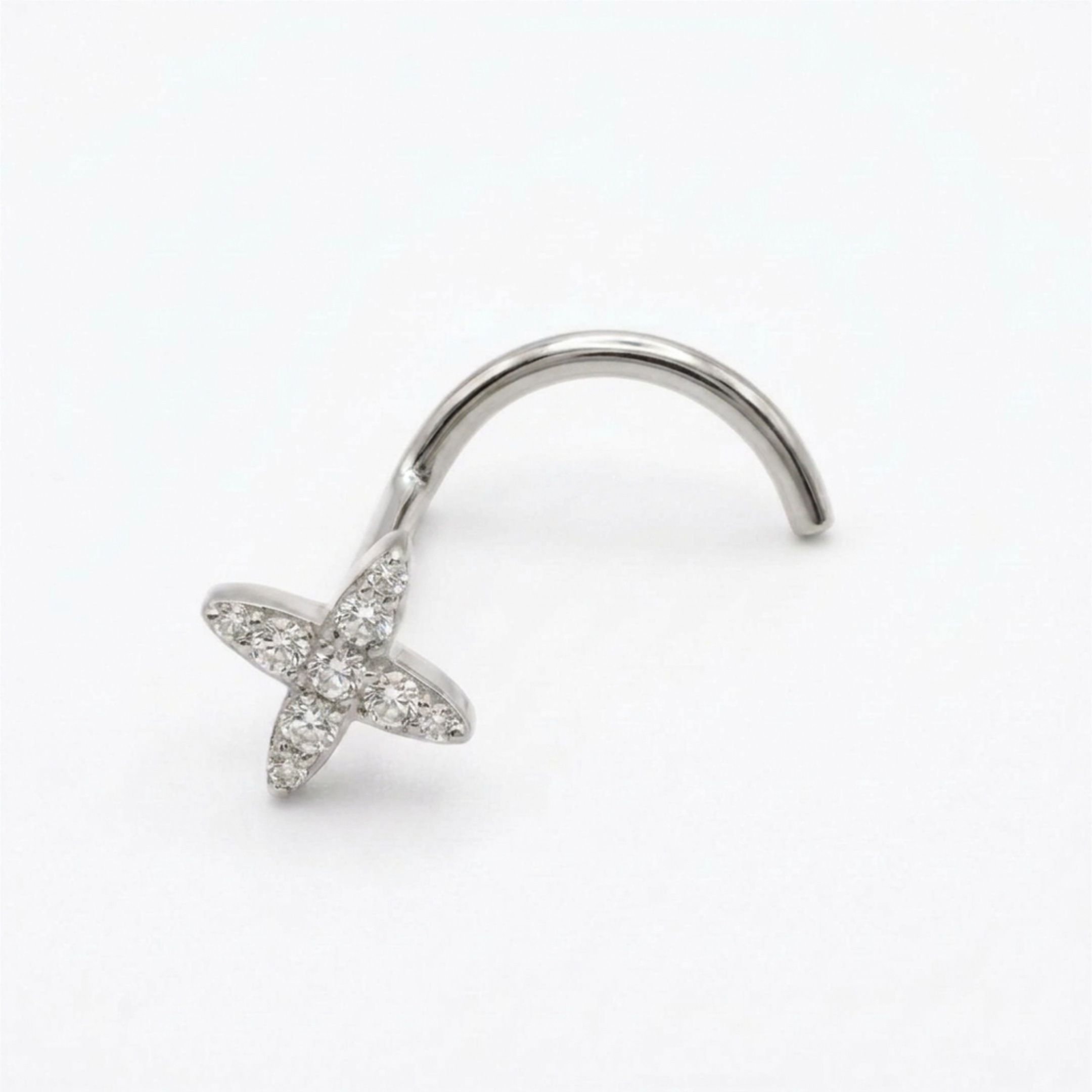 Piercing con fiore di zircone in Titanio G23- Piercing per naso