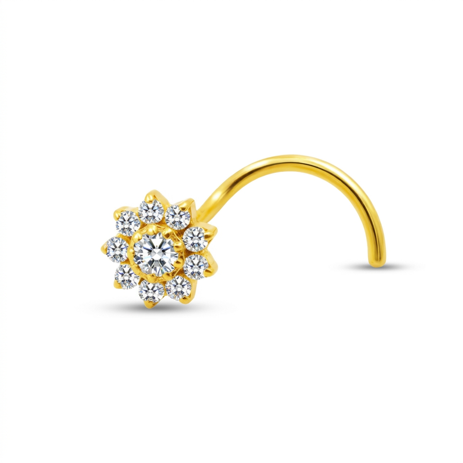 Piercing con fiorellino di zirconi in Titanio G23- Piercing per naso