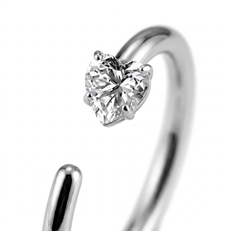 Piercing con cuoricino di zircone in Titanio G23- Piercing per naso
