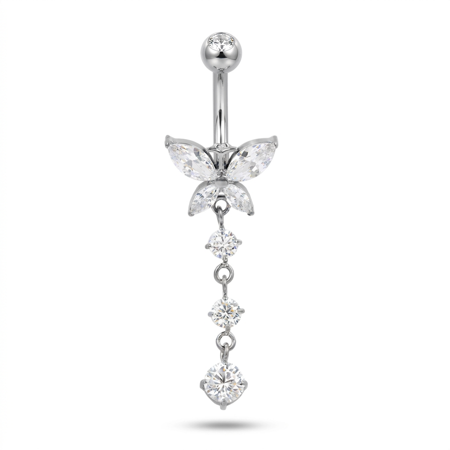 Piercing con zirconi in Titanio G23 - Piercing per ombelico