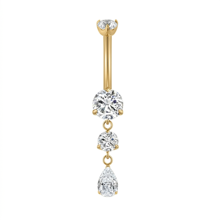 Piercing con zirconi pendenti in Titanio G23- Piercing per ombelico
