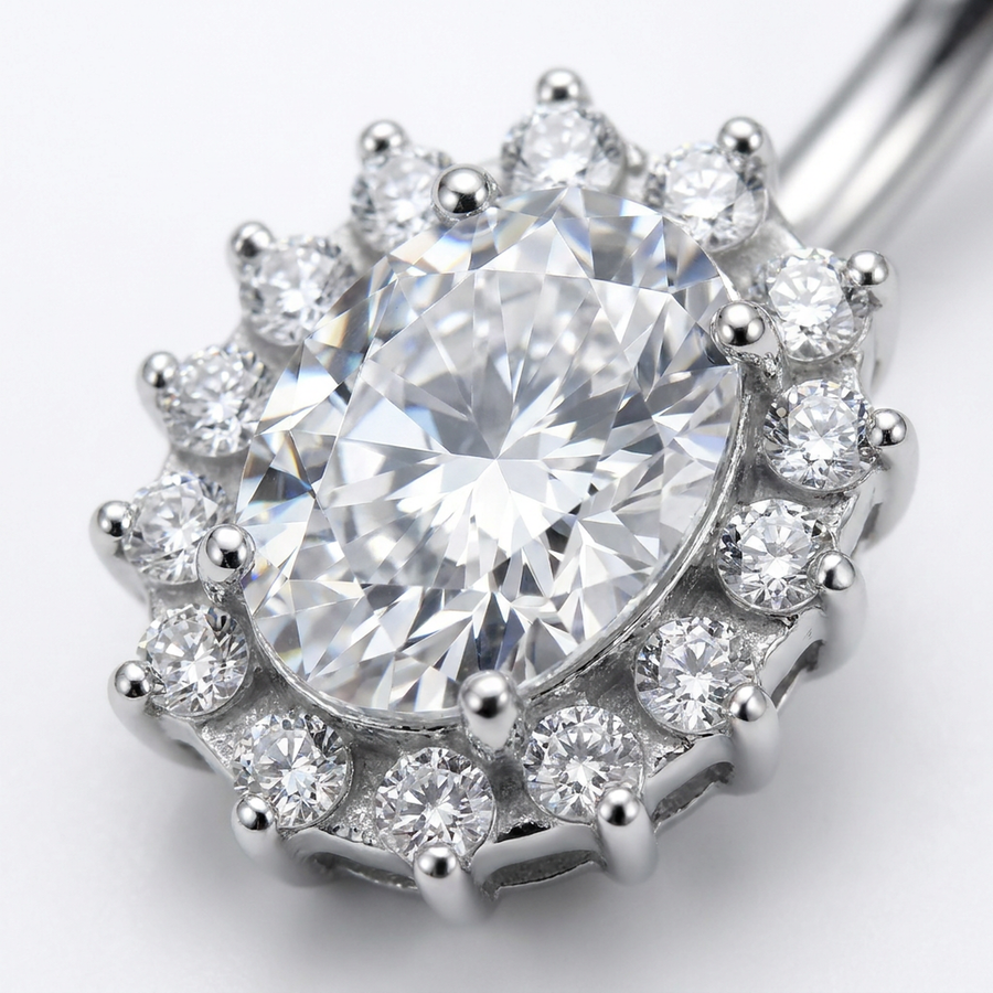 Piercing con zirconi in Titanio G23 - Piercing per ombelico