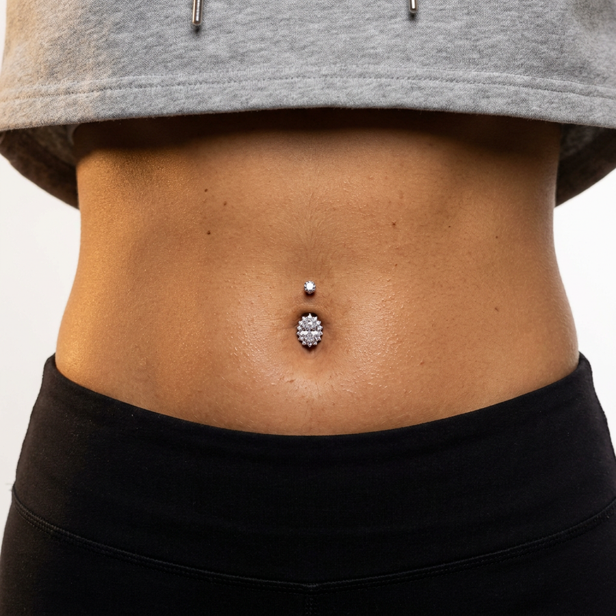 Piercing con zirconi in Titanio G23 - Piercing per ombelico