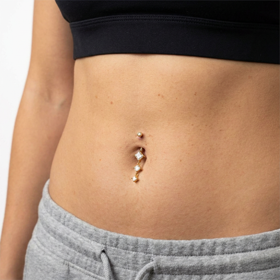Piercing con zirconi in Titanio G23 - Piercing per ombelico