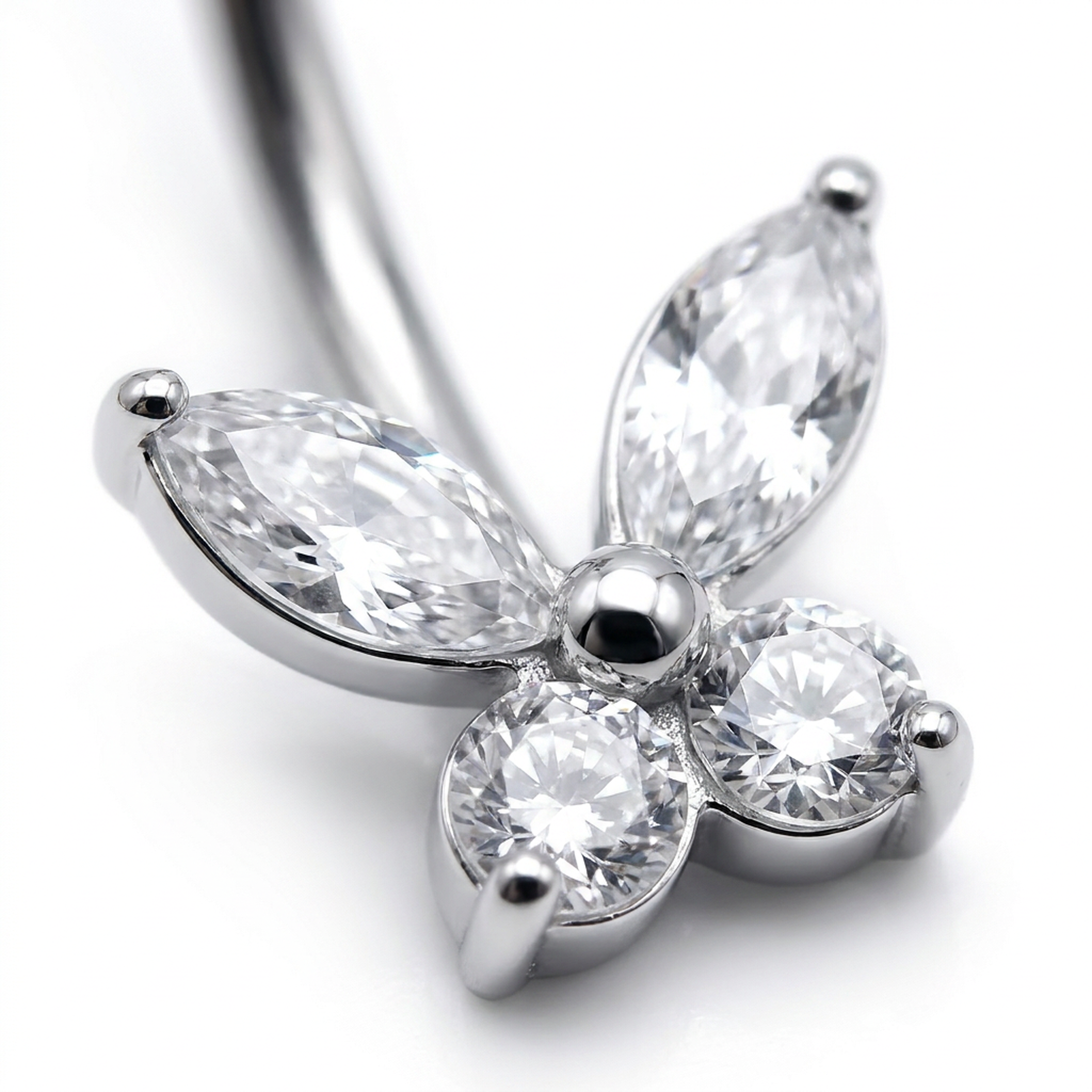 Piercing con farfalla di zirconi in Titanio G23- Piercing per ombelico