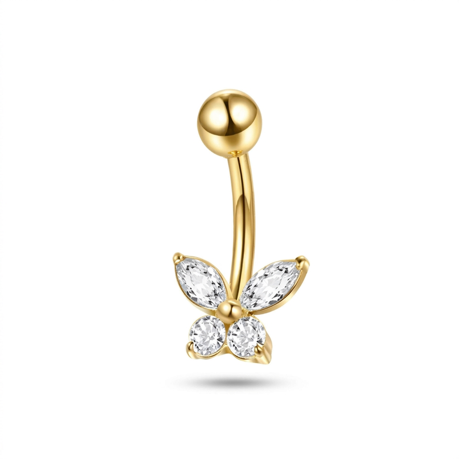 Piercing con farfallina di zirconi in Titanio G23 - Piercing per ombelico