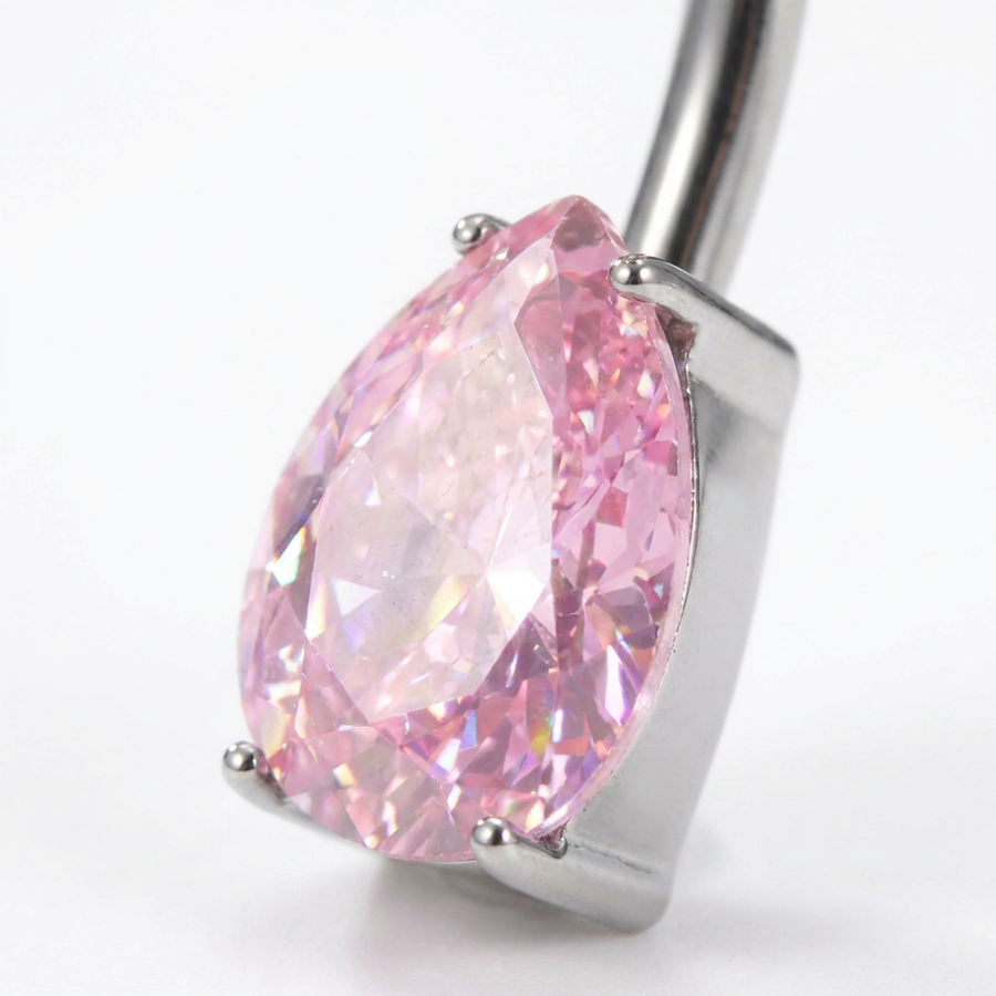 Piercing con zirconi a goccia in Titanio G23 - Piercing per ombelico