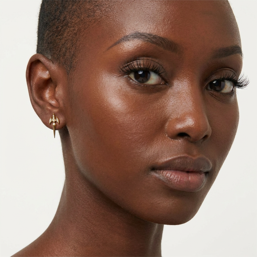 Piercing con pipistrello e zirconi in Titanio G23- Piercing per Lobo, helix, forward helix, conch, flat, tragus