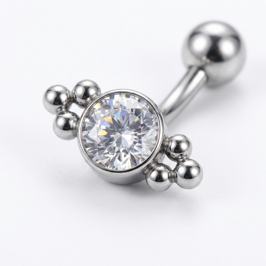 Piercing con zirconi in Titanio G23 - Piercing per Rook, snug, eyebrow