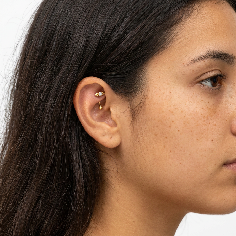 Piercing con zirconi in Titanio G23 - Piercing per Rook, snug, eyebrow