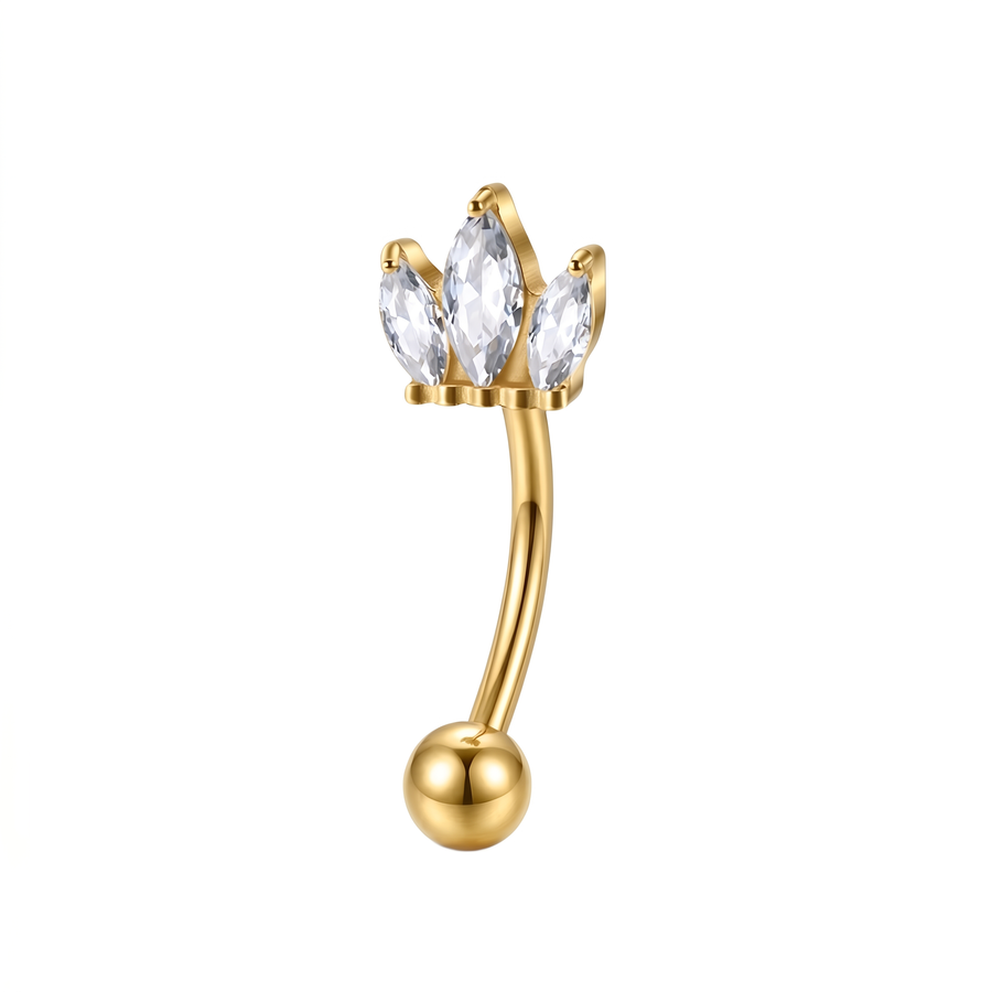 Piercing con tre zirconi in Titanio G23 - Piercing per Rook, snug, eyebrow
