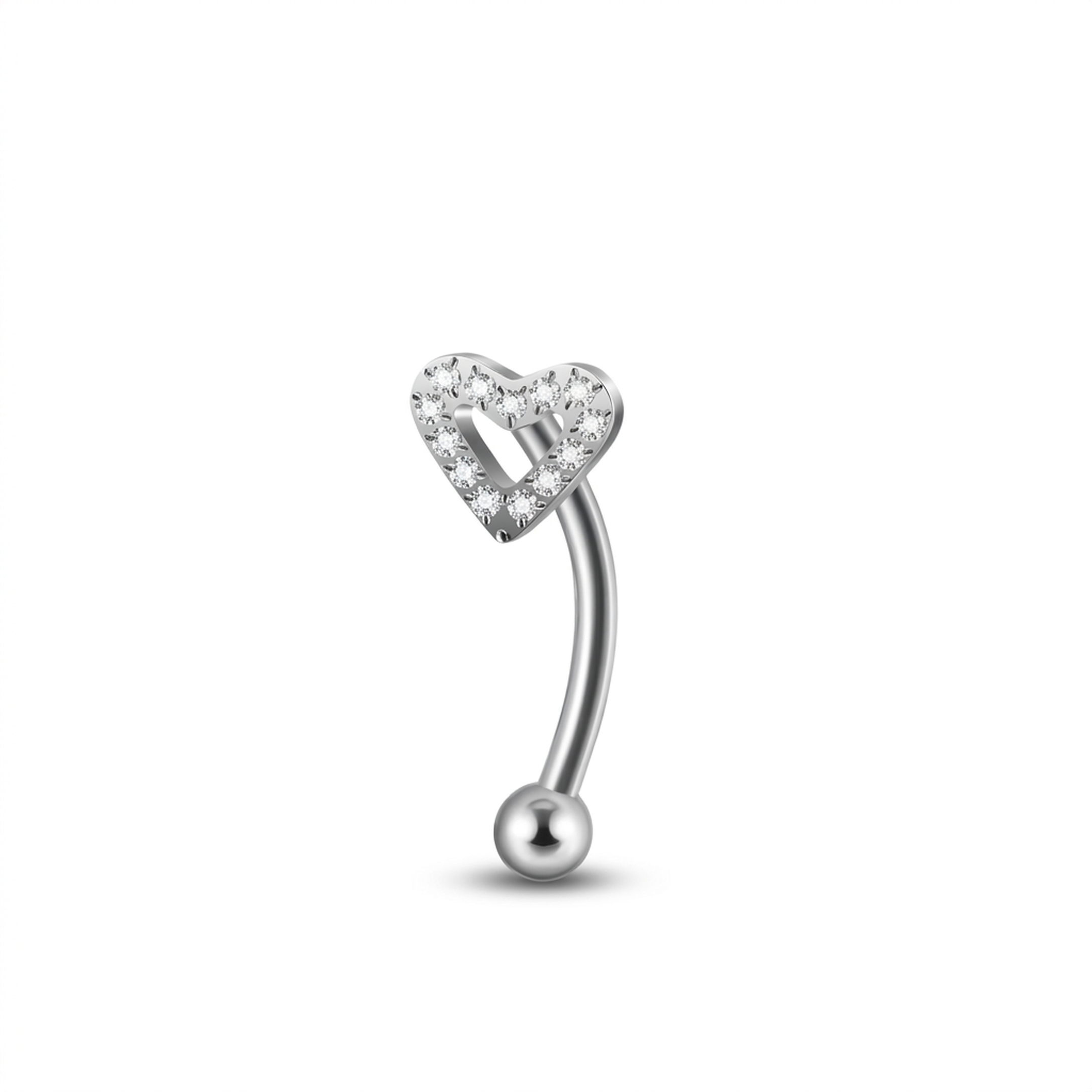 Piercing con cuore e zirconi in Titanio G23 - Piercing per Rook, snug, eyebrow