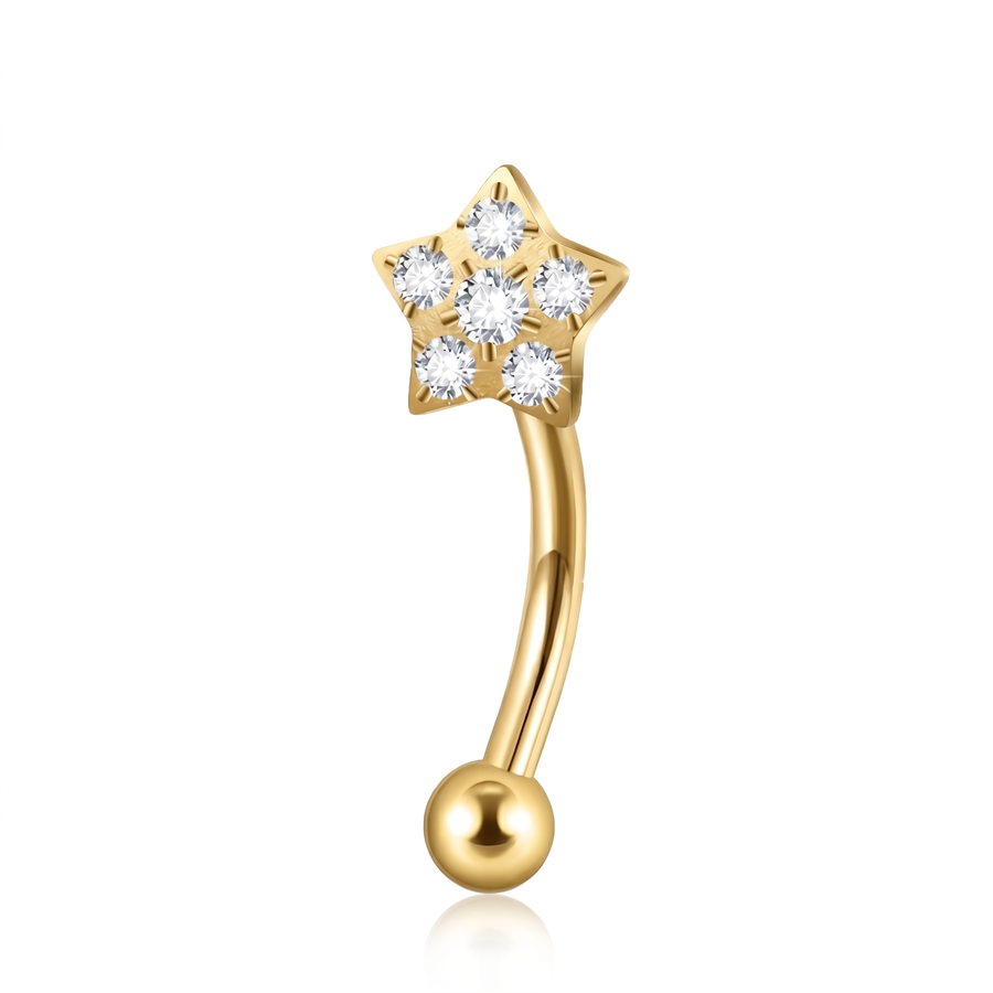 Piercing con stella di zirconi in Titanio G23 - Piercing per Rook, snug, eyebrow