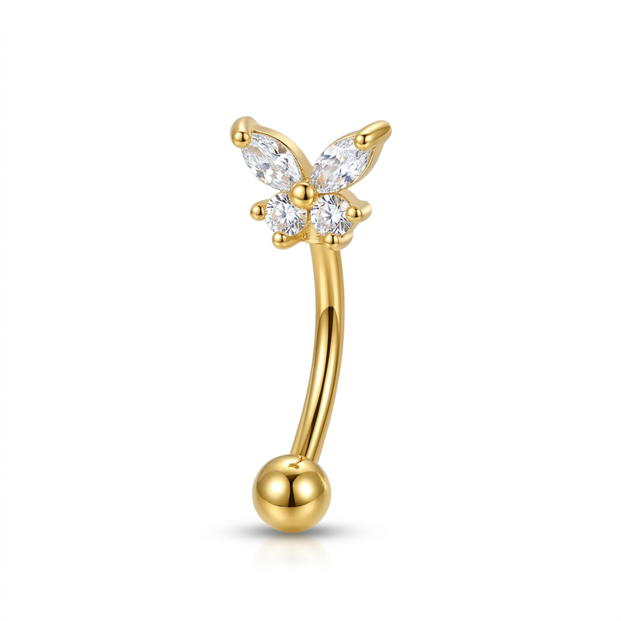 Piercing con farfallina di zirconi in Titanio G23 - Piercing per Rook, snug, eyebrow