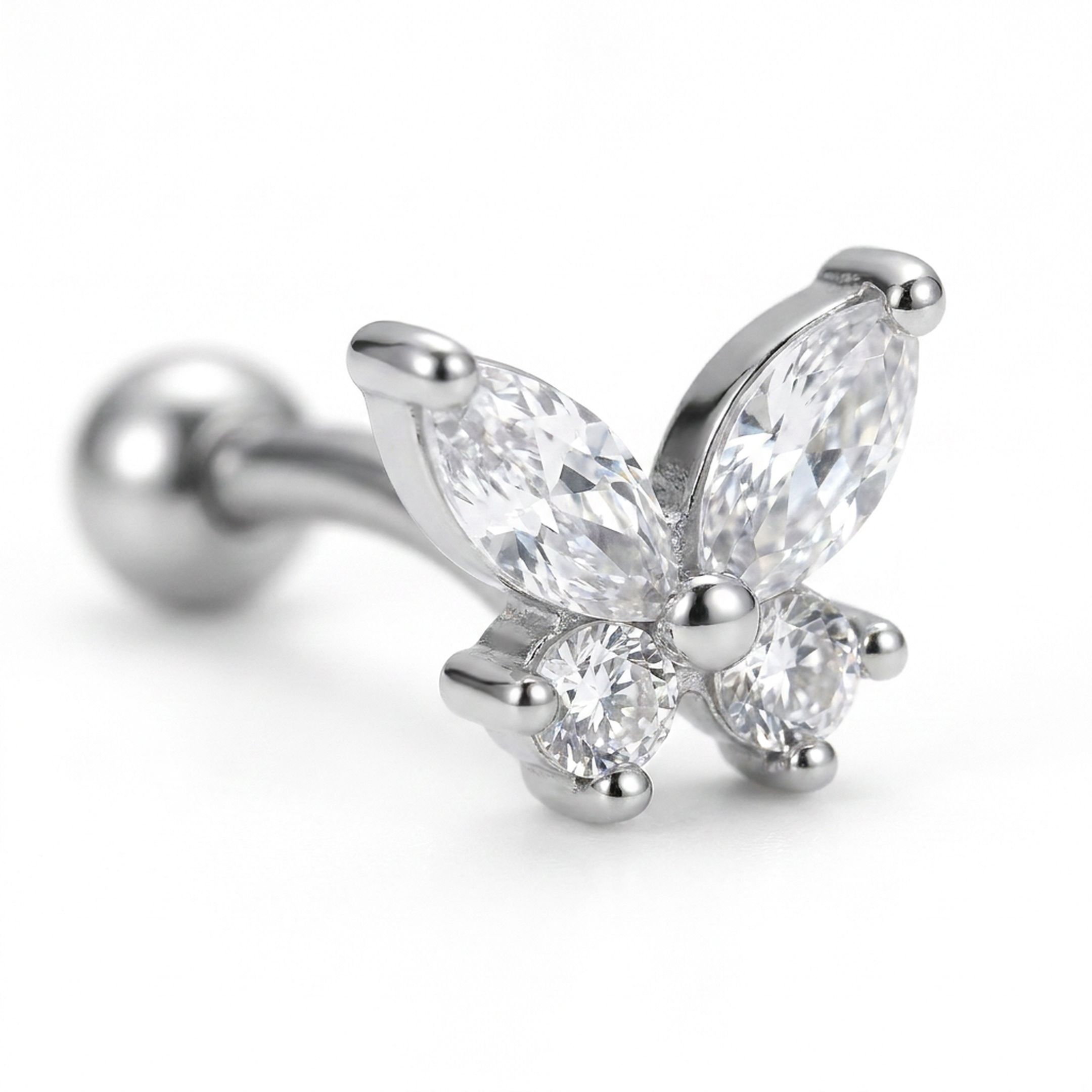 Piercing con farfallina di zirconi in Titanio G23 - Piercing per Rook, snug, eyebrow