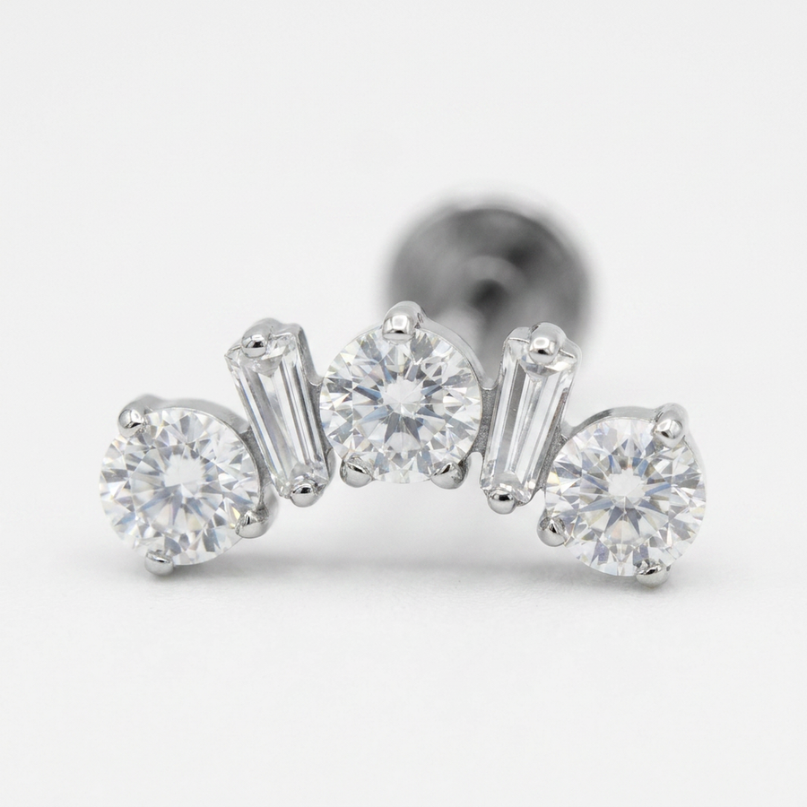 Piercing con zirconi in Titanio G23- Piercing per Lobo, helix, conch, flat