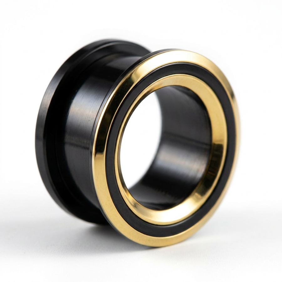 Dilatatore nero con doppia fascia oro in Acciaio Inox - Piercing per Lobo