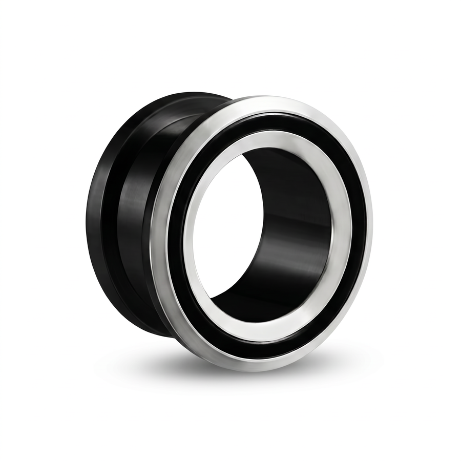 Dilatatore nero con fascia argentata in Acciaio Inox - Piercing per Lobo