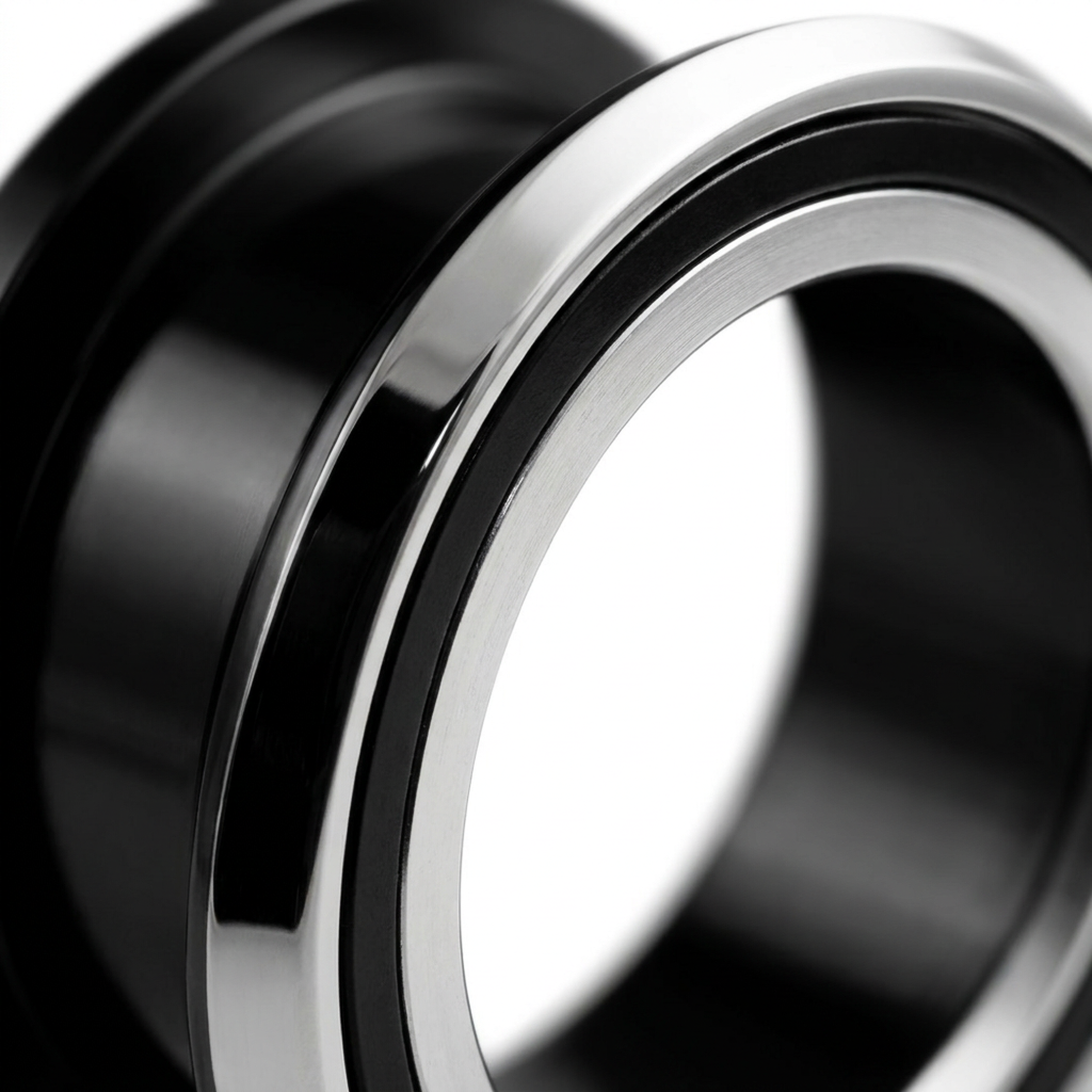 Dilatatore nero con fascia argentata in Acciaio Inox - Piercing per Lobo