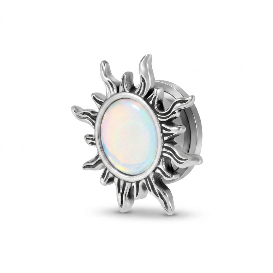 Dilatatore a forma di sole con opale in Acciaio Inox - Piercing per Lobo