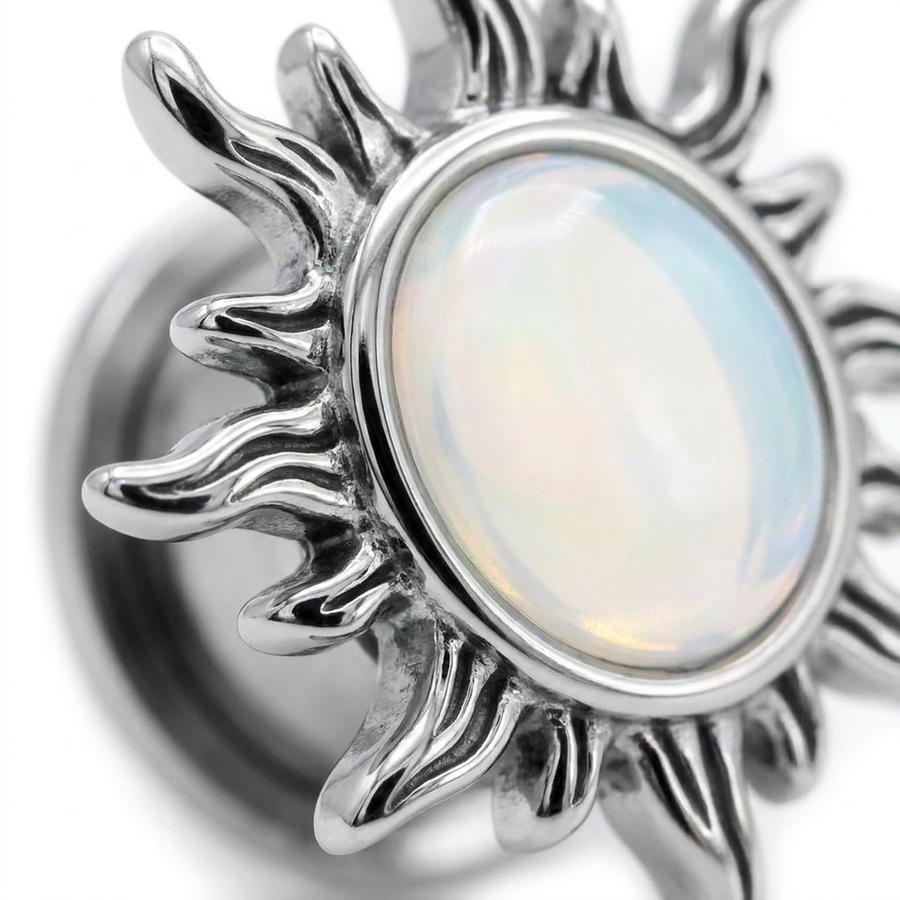 Dilatatore a forma di sole con opale in Acciaio Inox - Piercing per Lobo