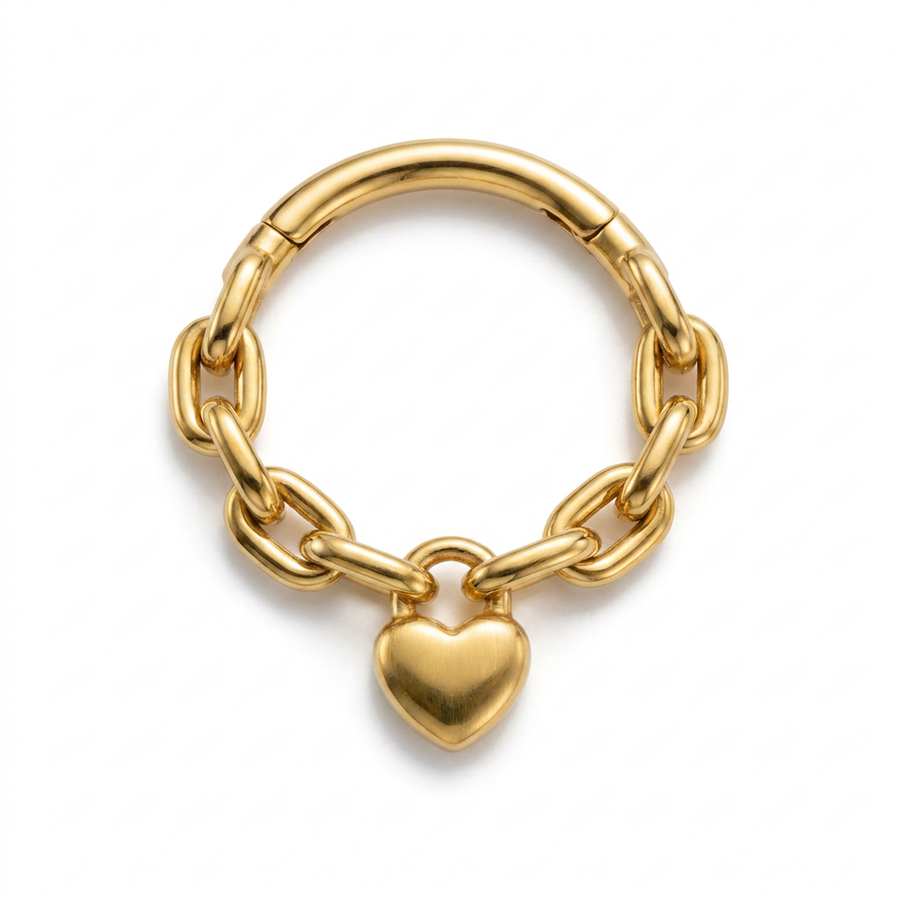Piercing con catena e cuore pendente in Acciaio Chirurgico 316L - Piercing per lobo, helix, daith, septum