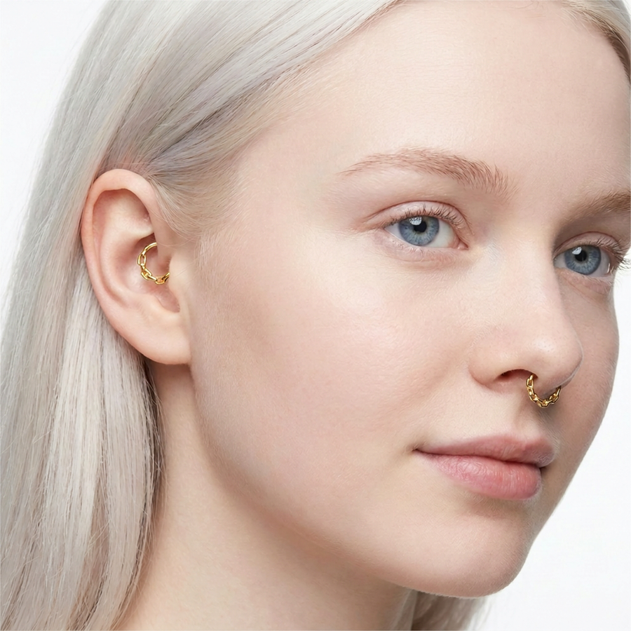 Piercing con catena in Acciaio Chirurgico 316L - Piercing per lobo, helix, daith, septum