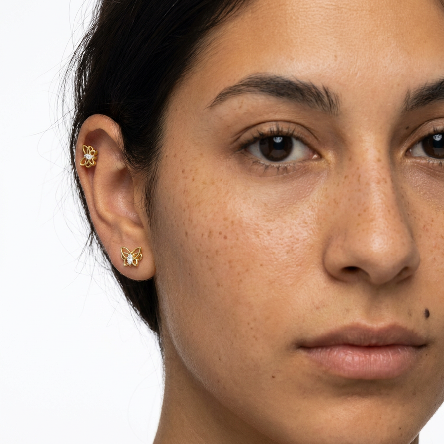 Piercing con zirconi in Titanio G23- Piercing per Lobo, helix, forward helix, conch, flat, tragus