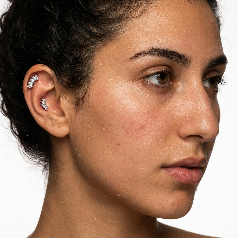 Piercing con cinque petali di zirconi in Acciaio Chirurgico 316L - Piercing per lobo, helix, forward helix, conch, flat, tragus