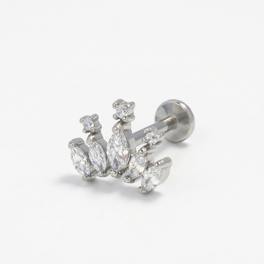 Piercing con zirconi in acciaio chirurgico 316L - Piercing per lobo, helix, forward helix, conch, flat, tragus